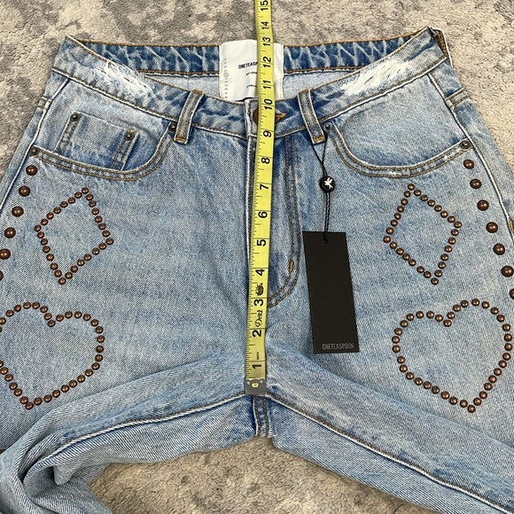 NWT One Teaspoon High Waist Awesome Baggies Jeans Studded Card Suits Vegas 26 - Picture 9 of 12